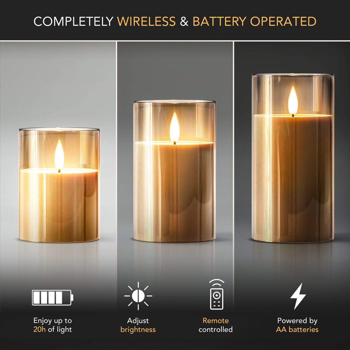 FLAMELESS WIRELESS CANDLES ( SET OF 3)